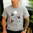 Xmas Tree Santa Riding Boston Terrier Christmas Men's Casual T-Shirt Sport Grey