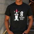 8 Years Old Birthday Boston Terrier Dog Lover 8th Party Kid Men's Casual T-Shirt Dark Grey