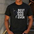 Best Dog Dad Ever Boston Terrier Dog Lover For Dad Men Women Girls Kids Men's Casual T-Shirt Dark Grey