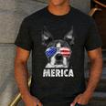 Boston Terrier 4th Of July Merica Men Women USA Flag Vintage Men's Casual T-Shirt Dark Grey
