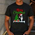 Boston Terrier Christmas Tree Lights Xmas Dog Lover Men's Casual T-Shirt Dark Grey