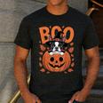 Boston Terrier Costume On Pumpkin Halloween Boston Terrier Men's Casual T-Shirt Dark Grey
