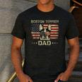 Boston Terrier Dad Dog Lovers American Flag 4th Of July For Women Men Men's Casual T-Shirt Dark Grey