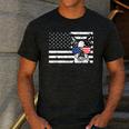 Boston Terrier Dog 4th Of July US American Flag Patriotic Men's Casual T-Shirt Dark Grey