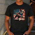 Boston Terrier Dog 4th Of July USA American Flag Patriotic Men's Casual T-Shirt Dark Grey