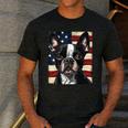 Boston Terrier Dog American Flag 4th Of July Patriotic Puppy Men's Casual T-Shirt Dark Grey