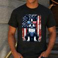 Boston Terrier Dog American USA US Flag Pets Vintage Outfit Men's Casual T-Shirt Dark Grey