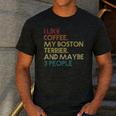 Boston Terrier Dog Owner Coffee Lovers Quote Vintage Retro For Men Women Men's Casual T-Shirt Dark Grey