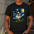 Boston Terrier Dog Starry Night Painting Men's Casual T-Shirt Dark Grey
