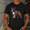 Boston Terrier Floral Dog Lover Vintage Distressed For Men Women Kids Men's Casual T-Shirt Dark Grey