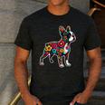 Boston Terrier Floral Vintage Dog Mom Distressed Men Women Kids Men's Casual T-Shirt Dark Grey