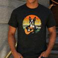 Boston Terrier Guitar Retro Men's Casual T-Shirt Dark Grey