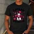 Boston Terrier Heart Glasses Girls Bostie Valentines Day Men's Casual T-Shirt Dark Grey