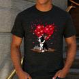 Boston Terrier Lover Heart Shape Boston Terrier Valentine Men's Casual T-Shirt Dark Grey