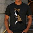 Boston Terrier Lover I Love Mom Tattoo Leopard Men's Casual T-Shirt Dark Grey