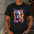 Boston Terrier Lover Pop Art Color Boston Terrier Dog For Men Women Girls Kids Men's Casual T-Shirt Dark Grey