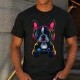 Boston Terrier Lovers Gaming Headphones Boston Terrier Men's Casual T-Shirt Dark Grey
