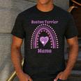Boston Terrier Mama Cute Rainbow Paw Heart Shape Men's Casual T-Shirt Dark Grey
