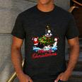 Boston Terrier Merry Christmas Tree Lights Dog X-Mas Dogs Men's Casual T-Shirt Dark Grey