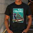 Boston Terrier Merry Christmas Tree Truck Dog X-Mas Men's Casual T-Shirt Dark Grey