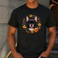 Boston Terrier Mom Floral Bostie Dog Lover Flowers Cute Men's Casual T-Shirt Dark Grey