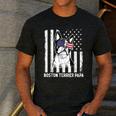 Boston Terrier Papa Cool Dog Lover USA American Flag Men Women Men's Casual T-Shirt Dark Grey