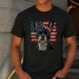 Boston Terrier Patriotic 4th Of July USA American Flag Men's Casual T-Shirt Dark Grey