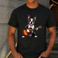 Boston Terrier Playing Guitar Boston Terrier Men's Casual T-Shirt Dark Grey