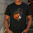 Boston Terrier Pumpkin Jack O Lantern Halloween Men's Casual T-Shirt Dark Grey
