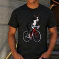 Boston Terrier Riding Bicycle Cute Bostie Biker Raglan Baseball Tee Men's Casual T-Shirt Dark Grey