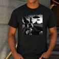 Boston Terrier Graphic Selfie With UFOs Weird Aliens Men's Casual T-Shirt Dark Grey