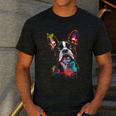 Boston Terrier Splash Men's Casual T-Shirt Dark Grey