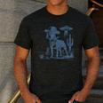 Boston Terrier UFO Cowboy Dog Dog Mom Dog Dad Alien Dog Men's Casual T-Shirt Dark Grey