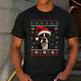 Boston Terrier Ugly Christmas Sweater Xmas For Adults Kids Men's Casual T-Shirt Dark Grey