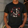 Boston Terrier Is My Valentine Cute Pet Dog Owner Valentine Men's Casual T-Shirt Dark Grey