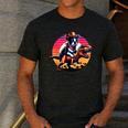Boston Terrier Wearing A Cowboy Hat On T-Rex Men's Casual T-Shirt Dark Grey