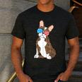 Brindle Boston Terrier Dog Patriotic Shirt USA Flag Men's Casual T-Shirt Dark Grey