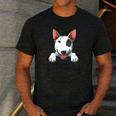 Bull Terrier Pocket Bull Terrier Peeking Out Pocket Men's Casual T-Shirt Dark Grey
