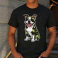 Camo Boston Terrier Pet Owner Camouflage Dog Lover Men's Casual T-Shirt Dark Grey