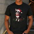 Cute Boston Terrier Dog Christmas Merry X-Mas Graphic Men's Casual T-Shirt Dark Grey