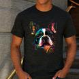 Cute Boston Terrier Puppy Dog Art Lover Unique Painting For Men Women Kids Men's Casual T-Shirt Dark Grey