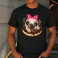 Cute Pug Shirt Donut Girls Dog Men's Casual T-Shirt Dark Grey
