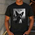Dog Mom Dad Alien Selfie Boston Terrier UFO For Men Women Men's Casual T-Shirt Dark Grey