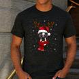 Family Matching Reindeer Xmas Boston Terrier Christmas Men's Casual T-Shirt Dark Grey