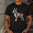 Floral FLower Boston Terrier Mom Grandma Men's Casual T-Shirt Dark Grey