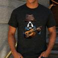 Guitar Shirt Boston Terrier Dog Playing Acoustic Guitar Men's Casual T-Shirt Dark Grey