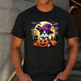 Halloween Boston Terrier Dog Breed With Jack O' Lantern Art Men's Casual T-Shirt Dark Grey
