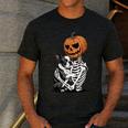 Halloween Skeleton Boston Terrier Men's Casual T-Shirt Dark Grey