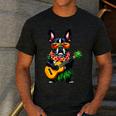 Hawaiian Boston Terrier & Pineapple Ukulele Summer Vacation Men's Casual T-Shirt Dark Grey