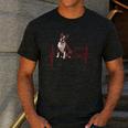 Heartbeat Boston Terrier Dog Men's Casual T-Shirt Dark Grey